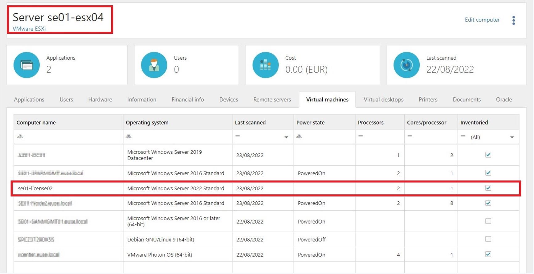 VM is running Windows Server 2022 Standard​