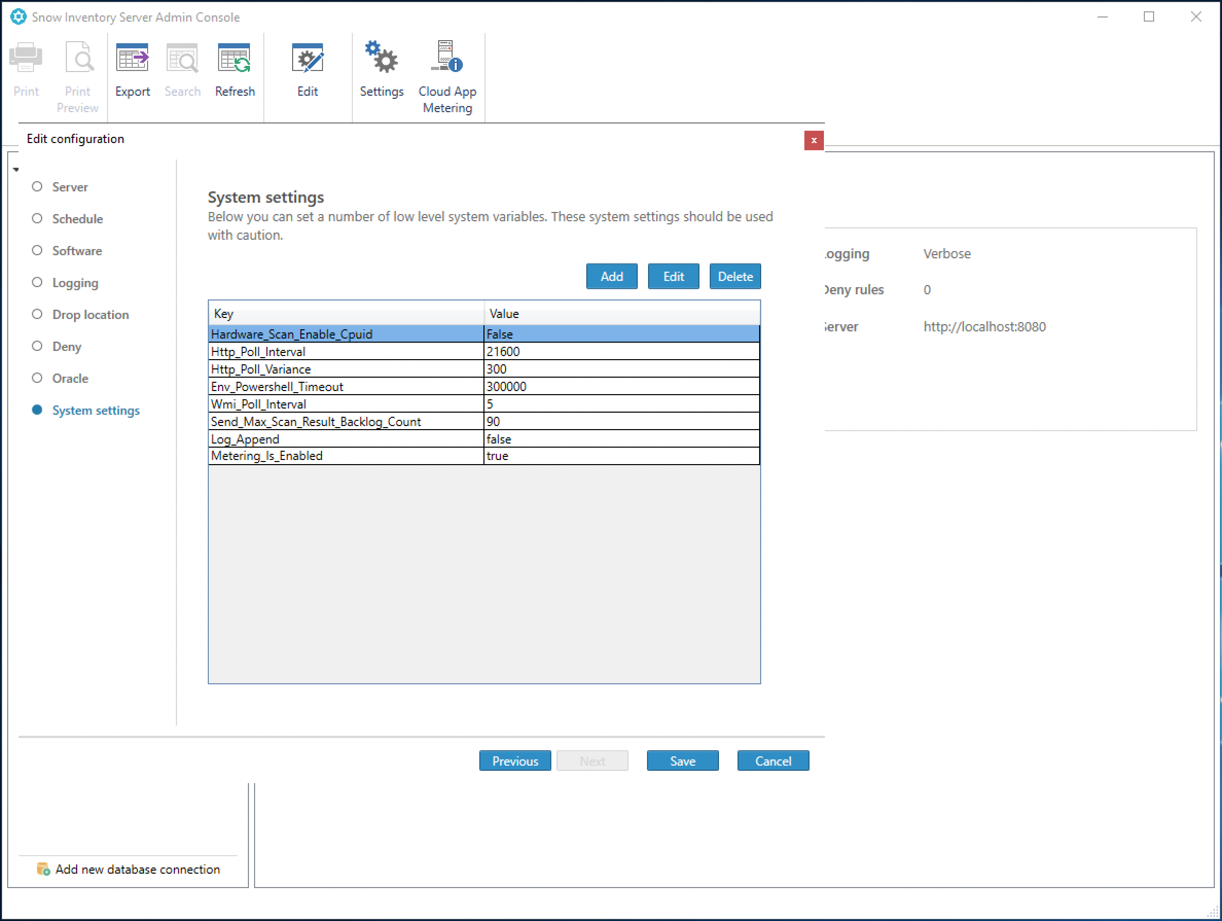 Snow Inventory Server Admin Console screenshot 3